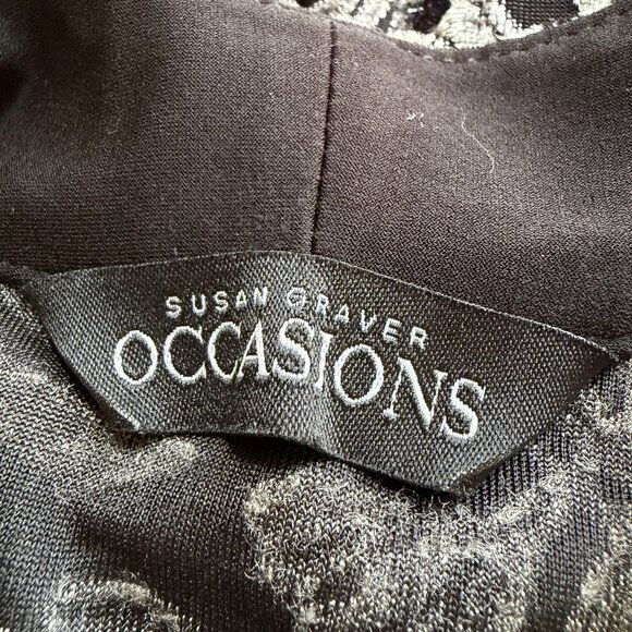 Susan Graver Printed Burnout Velvet Open Front Cardigan Silver Black Plus 1X - Picture 6 of 7